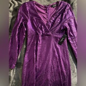 Lulus purple long sleeve sequin dress size M